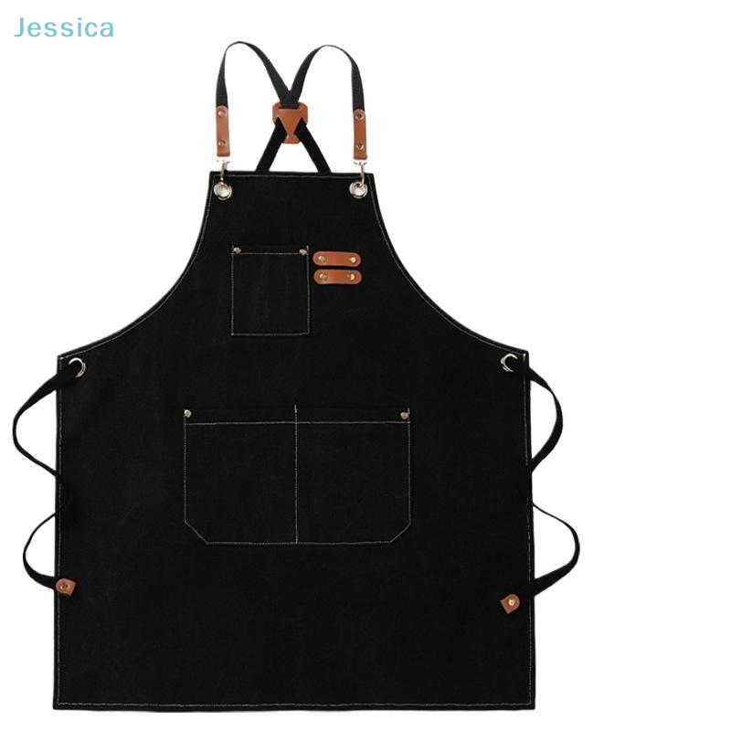 Woodworking Apron - ♥ 다양한 주머니가 있는 블랙 데님