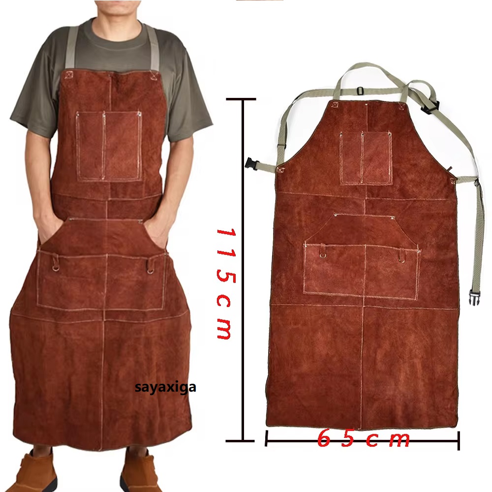 Woodworking Apron - 소가죽 용접복 앞치마 세탁 가능한 단열