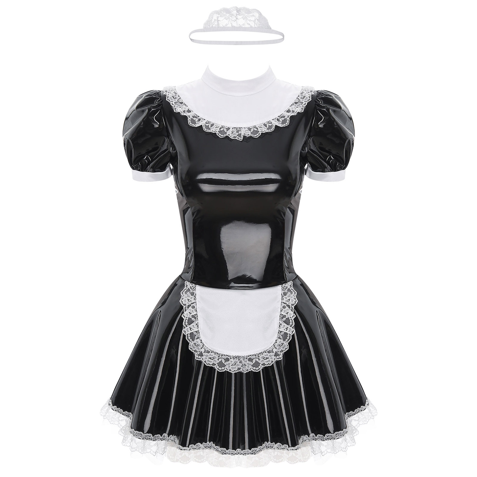 여성용 에나멜 가죽 메이드 복장, 레이스 헤어밴드, 러 - Woodworking Apron 리뷰 및 가격