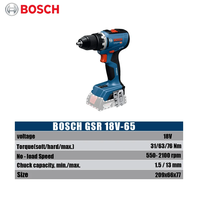 보쉬 GSR 18V-65 브러시리스 전기 드릴 63Nm - Woodworking Drill 리뷰 및 가격