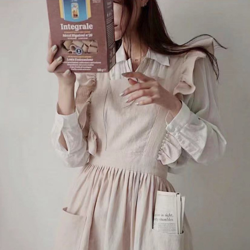 프랑스 궁전 스타일 앞치마 레트로 러플 엣지 코튼 앞치 - Woodworking Apron 리뷰 및 가격